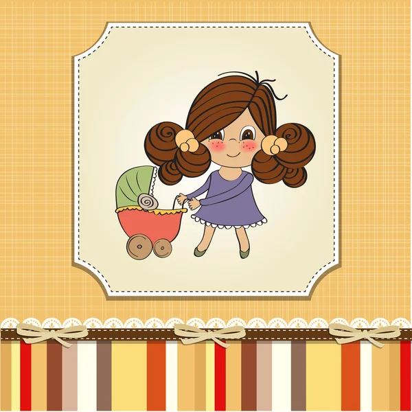 Lady and pram — Stock Vector