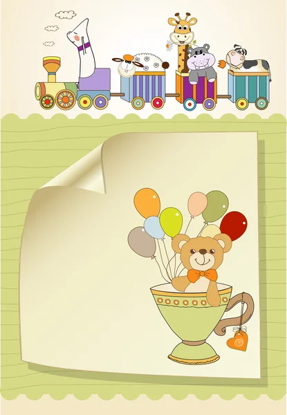 Tarjeta con lindo oso de peluche — Vector de stock