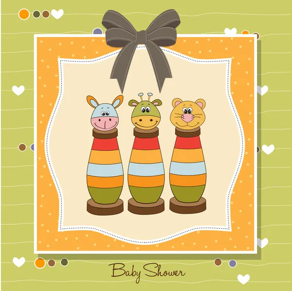 Babyduschkarte mit Spielzeug — Stockvektor