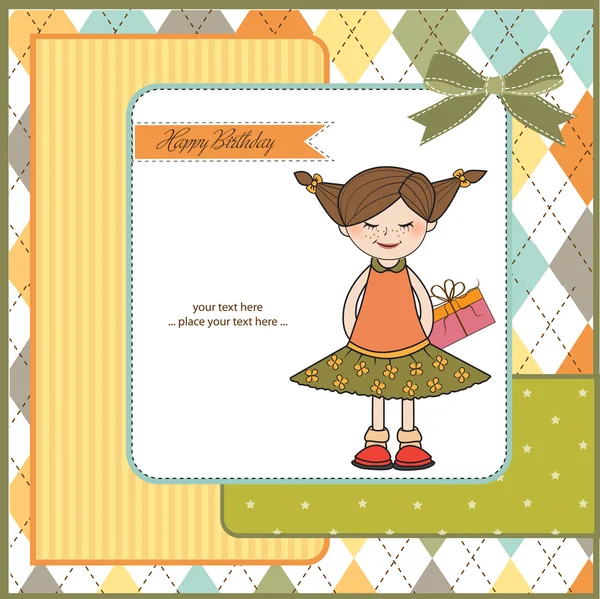 Birthday card with girl — Stock Vector