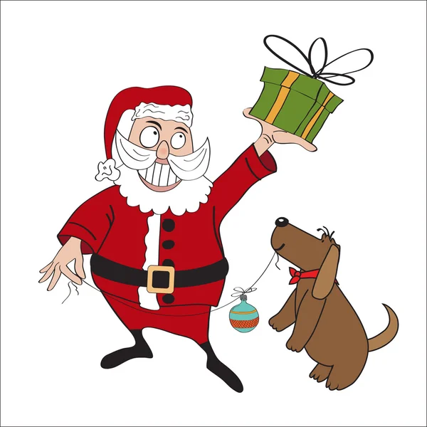 Санта-Клауса з собакою — стоковий вектор
