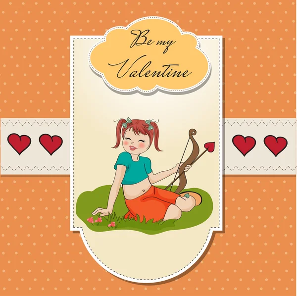 Postal con chica San Valentín — Vector de stock