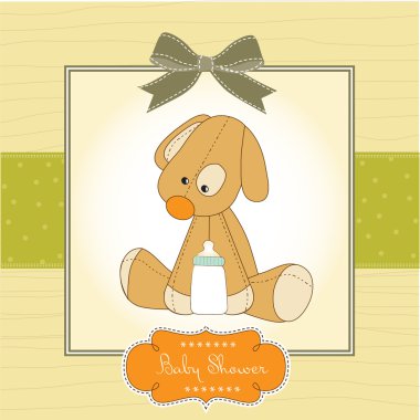 Bebek duş kartı ile köpek yavrusu