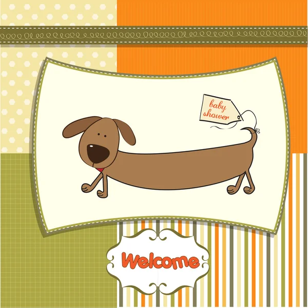 Shower card with long dog — Stock Vector