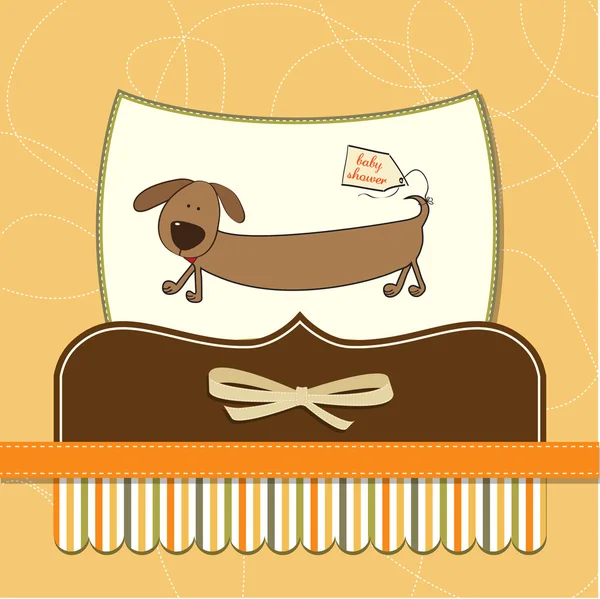 Shower card with long dog — Stock Vector