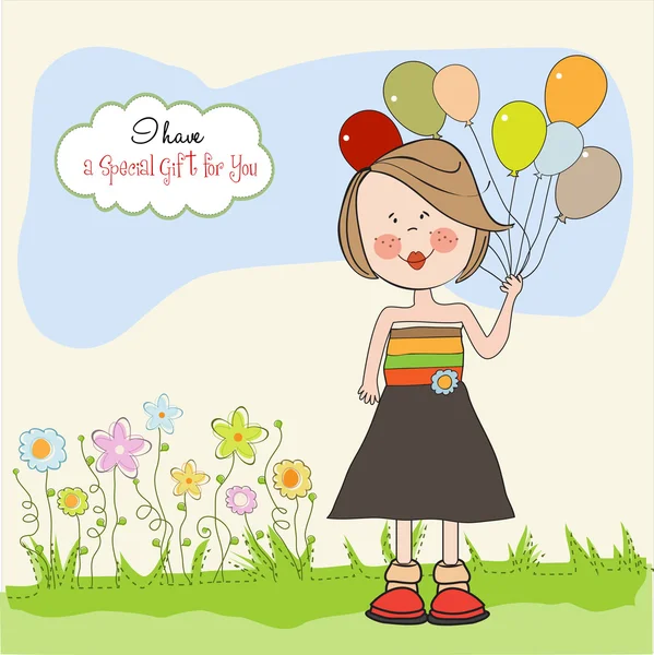 Girl with balloon — Stock Vector