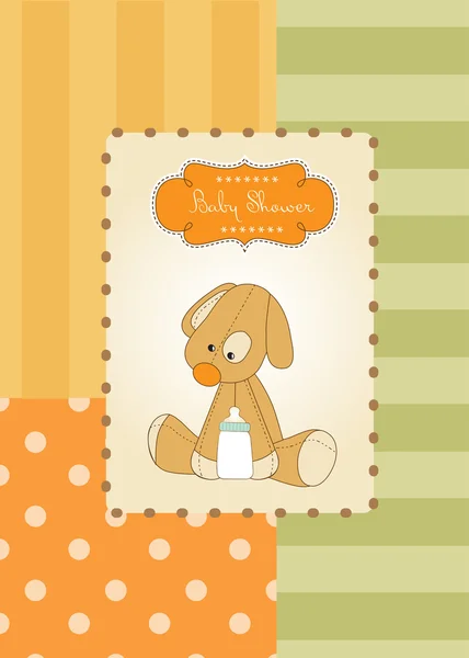 Tarjeta de ducha de bebé con cachorro — Vector de stock