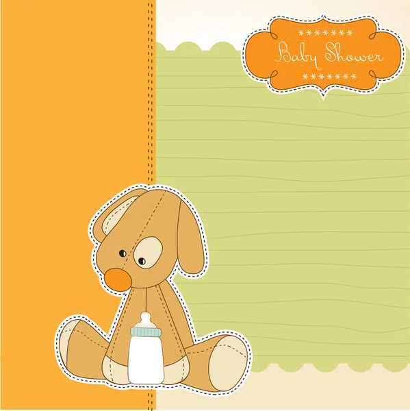 Cartão de banho de bebê com cachorro —  Vetores de Stock