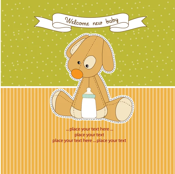 Baby shower card with puppy — Stock Vector