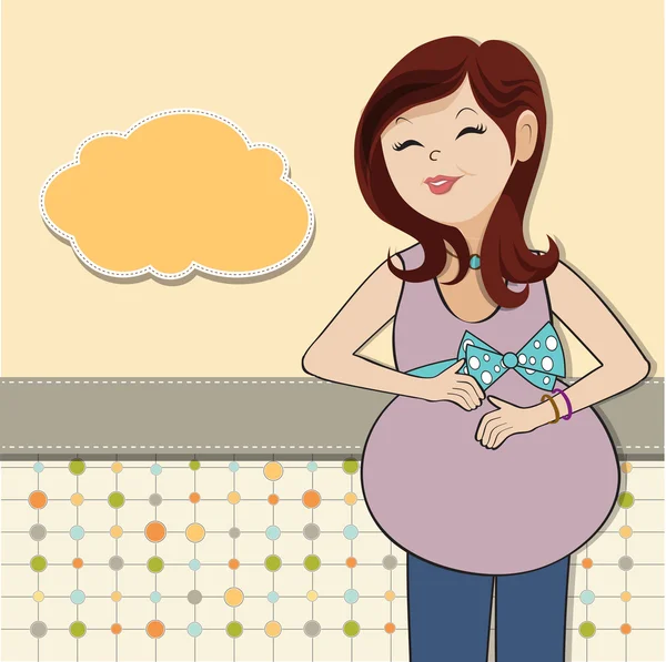 Heureuse femme enceinte, carte de douche bébé — Image vectorielle