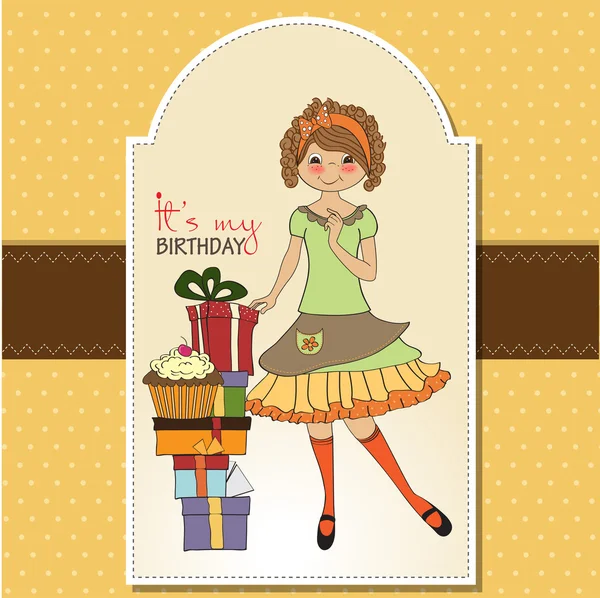 Girl with gift — Stock Vector