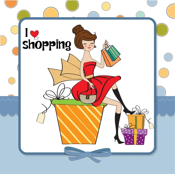 Shopping femme — Image vectorielle