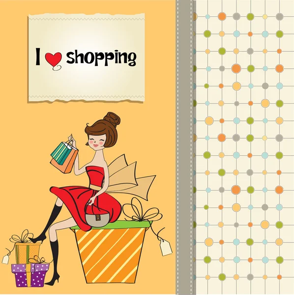 Shopping femme — Image vectorielle