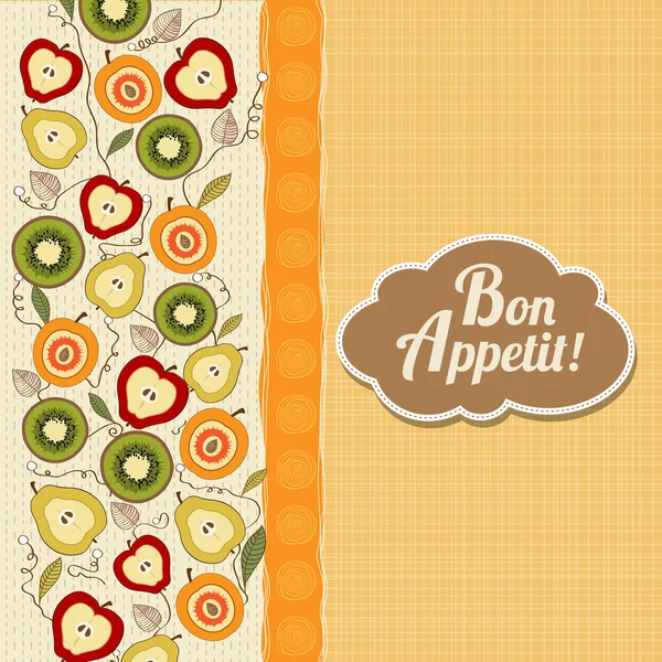 Tarjeta de apetito bon con frutas — Vector de stock