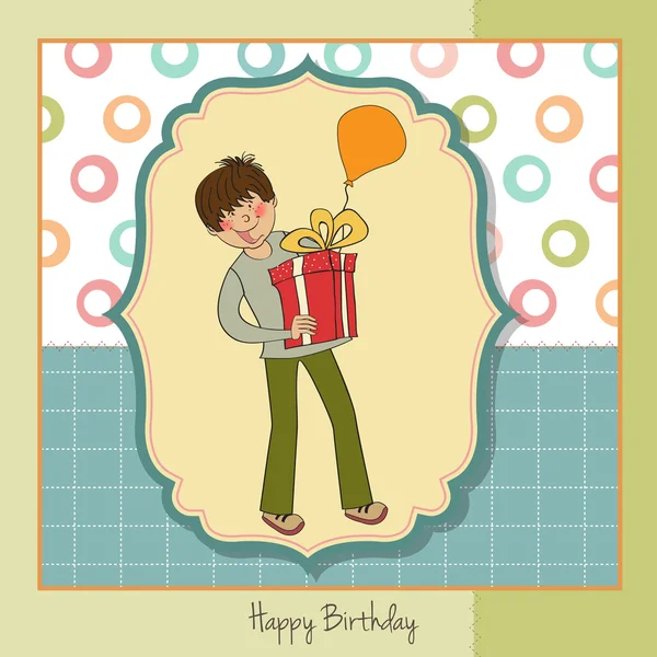 Boy and big gift box — Stock Vector