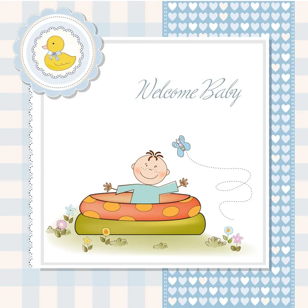 Baby bathe in a small pool . — Stock Vector