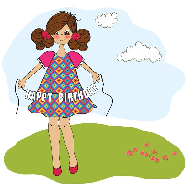 Girl wishing you happy birthday — Stock Vector