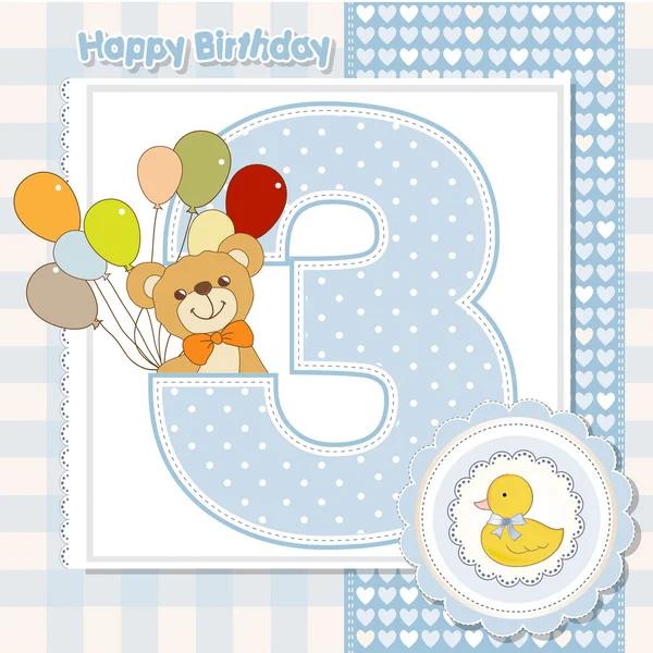 Third anniversary of the birthday card — Stock Vector