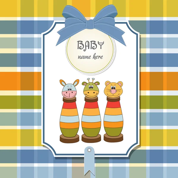 Baby shower card with toys — Stock Vector