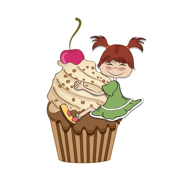 Cupcake ve küçük bebek kartı — Stok Vektör