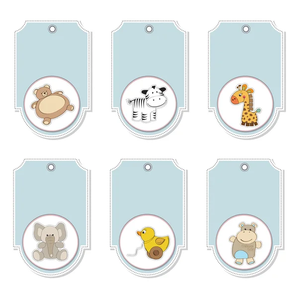 Set etichette animali dei cartoni animati — Vettoriale Stock