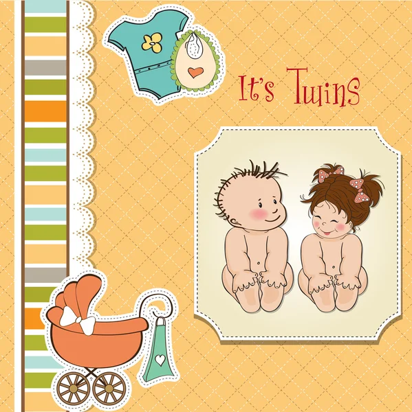 Carte de douche jumeaux bébé — Image vectorielle