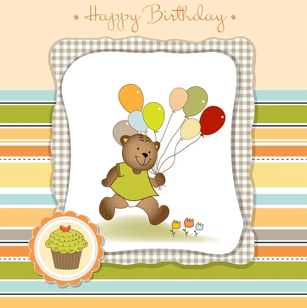 Baby announcement card with bear — Stock Vector