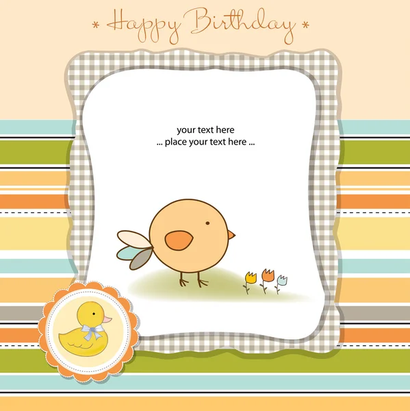 Baby announcement card with bird — Stock Vector