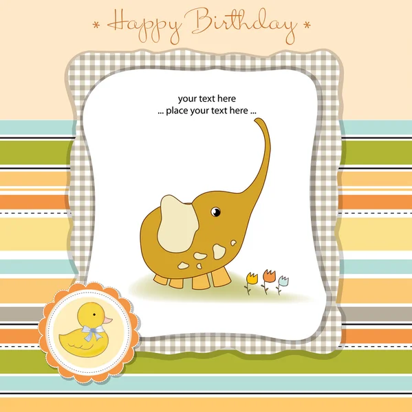 Cartão de anúncio do bebê com elefante — Vetor de Stock