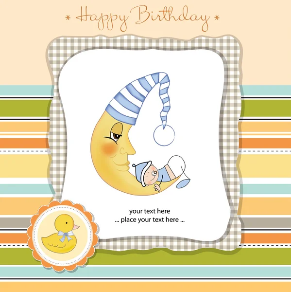 Baby announcement card with baby — Stock Vector