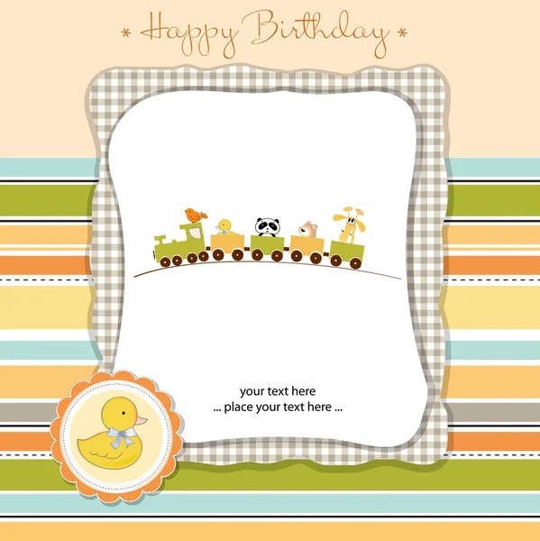 Birthday greeting card with train — Stock Vector