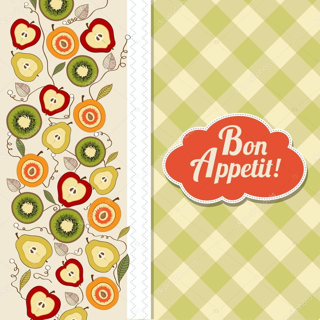 Bon appetite card with fruits