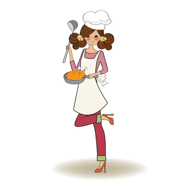 Femeie gătit — Vector de stoc