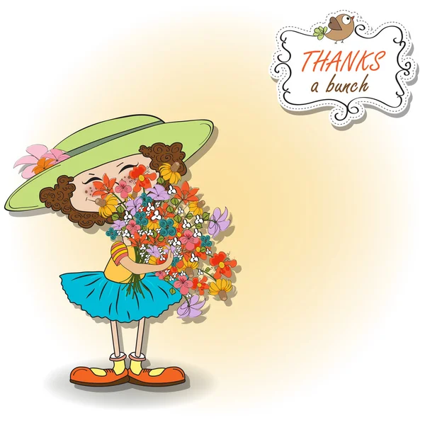 Девочка букет цветов — стоковый вектор