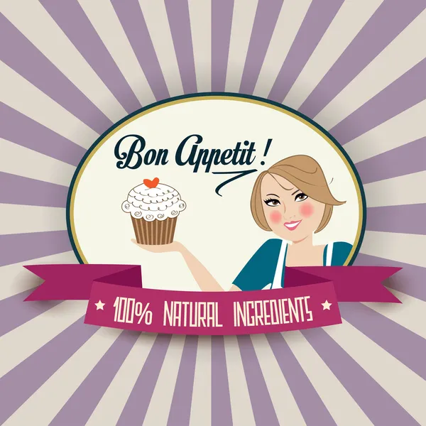 Mensaje retro bon appetit — Vector de stock