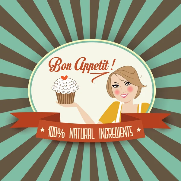 Mensaje retro bon appetit — Vector de stock