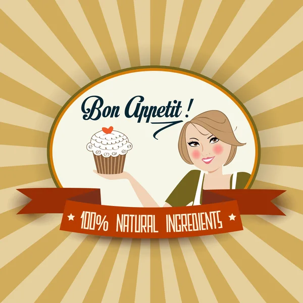 Mensaje retro bon appetit — Vector de stock