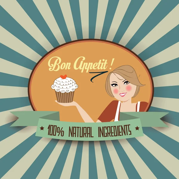 Mensaje retro bon appetit — Vector de stock