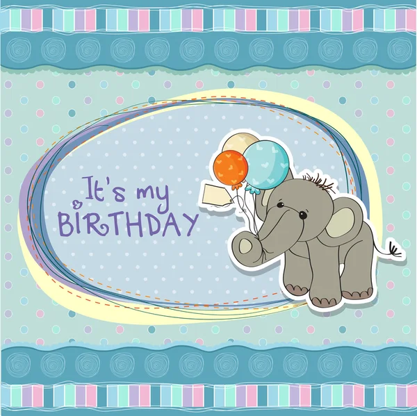 Card with elephant and balloons Stock Illustration