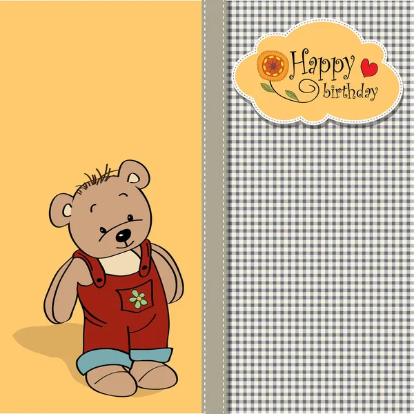 Card with teddy bear toy — Stock Vector