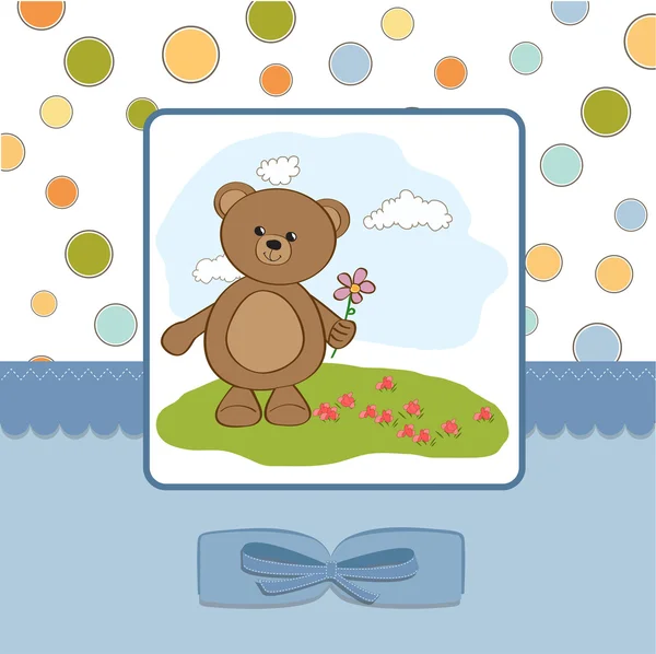 Kaart met teddy bear — Stockvector