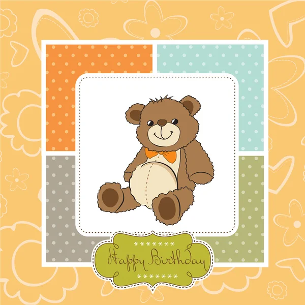 Картка з плюшевим ведмедем — стоковий вектор