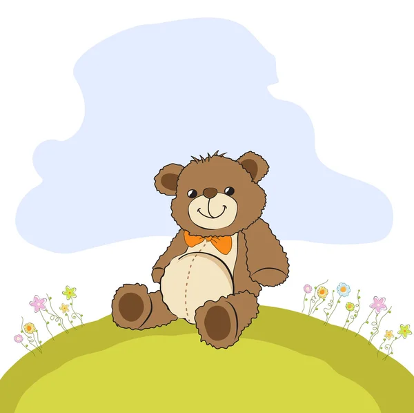 Kaart met teddy bear — Stockvector