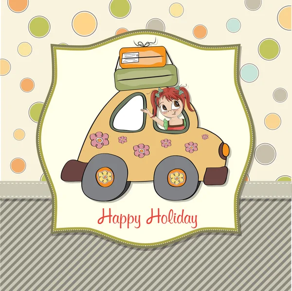 Woman holiday by car — Stock Vector