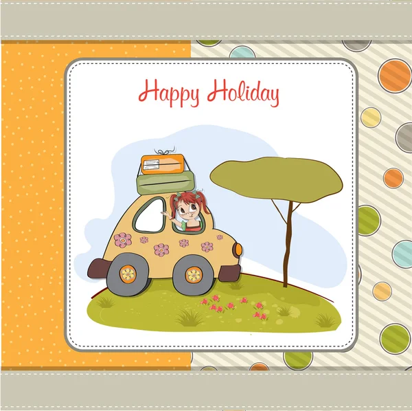 Woman holiday by car — Stock Vector