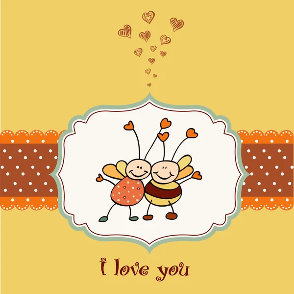 Love card with bees — Stock Vector