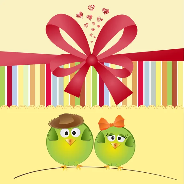 Pájaros pareja enamorada — Vector de stock