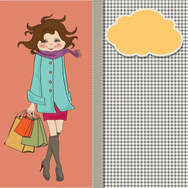 Femme au shopping — Image vectorielle