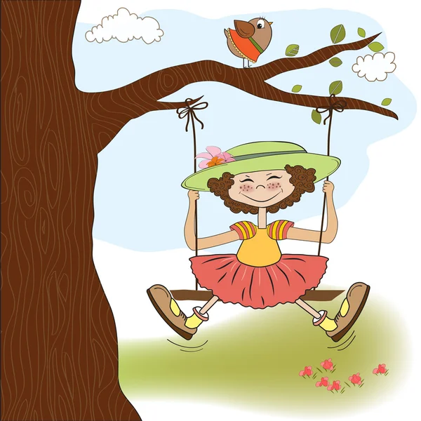 Fille dans un swing — Image vectorielle