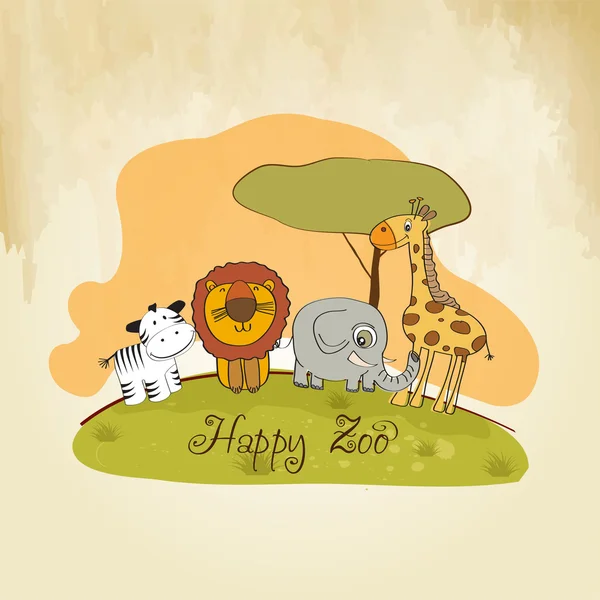 행복 한 동물원 — 스톡 벡터